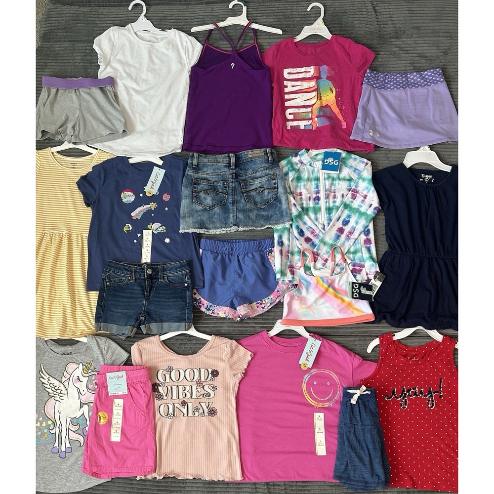 Huge Lot Girls Size 6/7 Summer Clothes NEW &EC Dress Nike Justice Ivivva Oshkosh